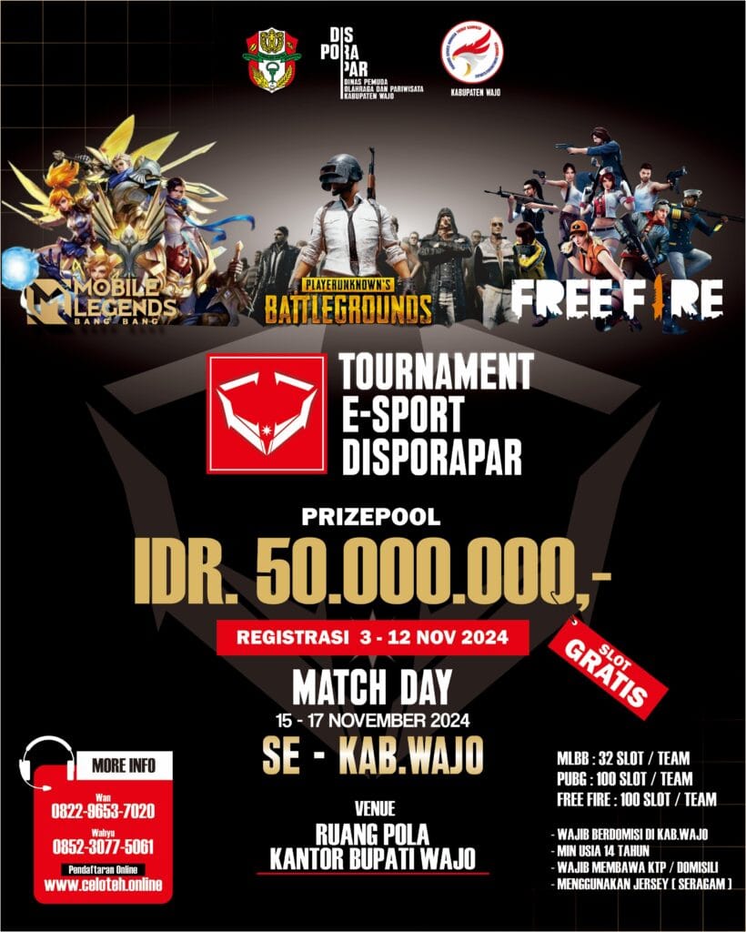 Turnamen E-Sport Disporapar Wajo: Pendaftaran Dibuka!