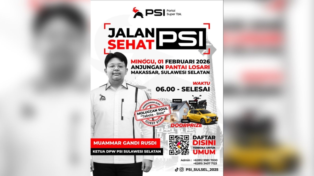 Jalan Sehat PSI Sulsel Berhadiah Rumah, Motor, dan Mobil, Tabola Bale Jadi Guest Start