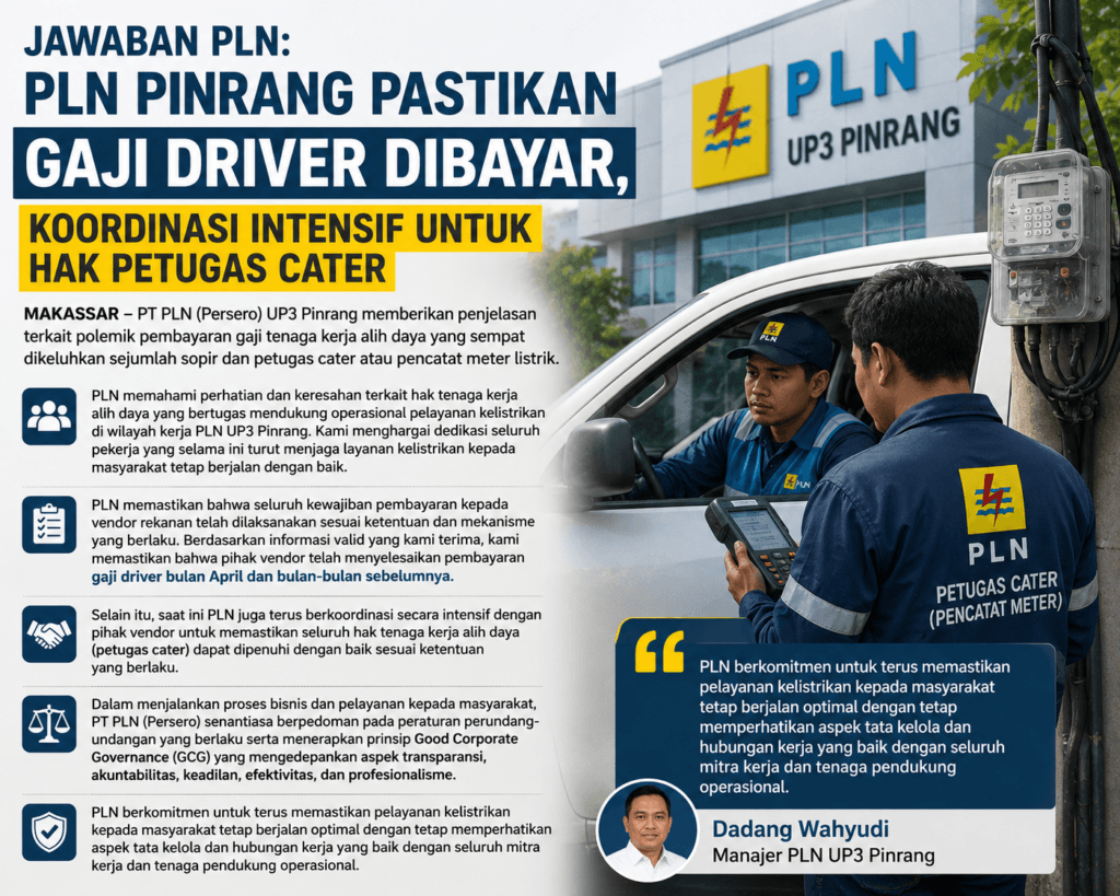 PLN Pinrang Pastikan Gaji Driver Dibayar, Koordinasi Intensif untuk Hak Petugas Cater.